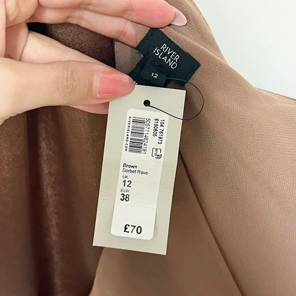 River Island Satin One-Shoulder Bronze Jumpsuit - Picture 12 of 12